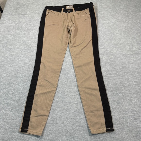 Dollhouse Pants Women 9 Tan Black Skinny Fit Contrast Side Stripe Stretch - Picture 1 of 9